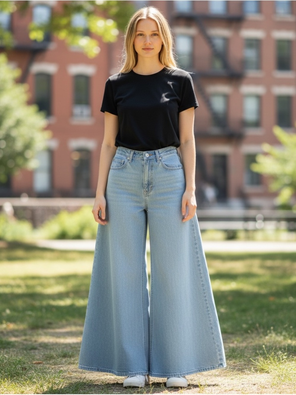 Liu Jo Milano High Rise Palazzo Wide Leg Jeans Light Wash Size 28 NWT